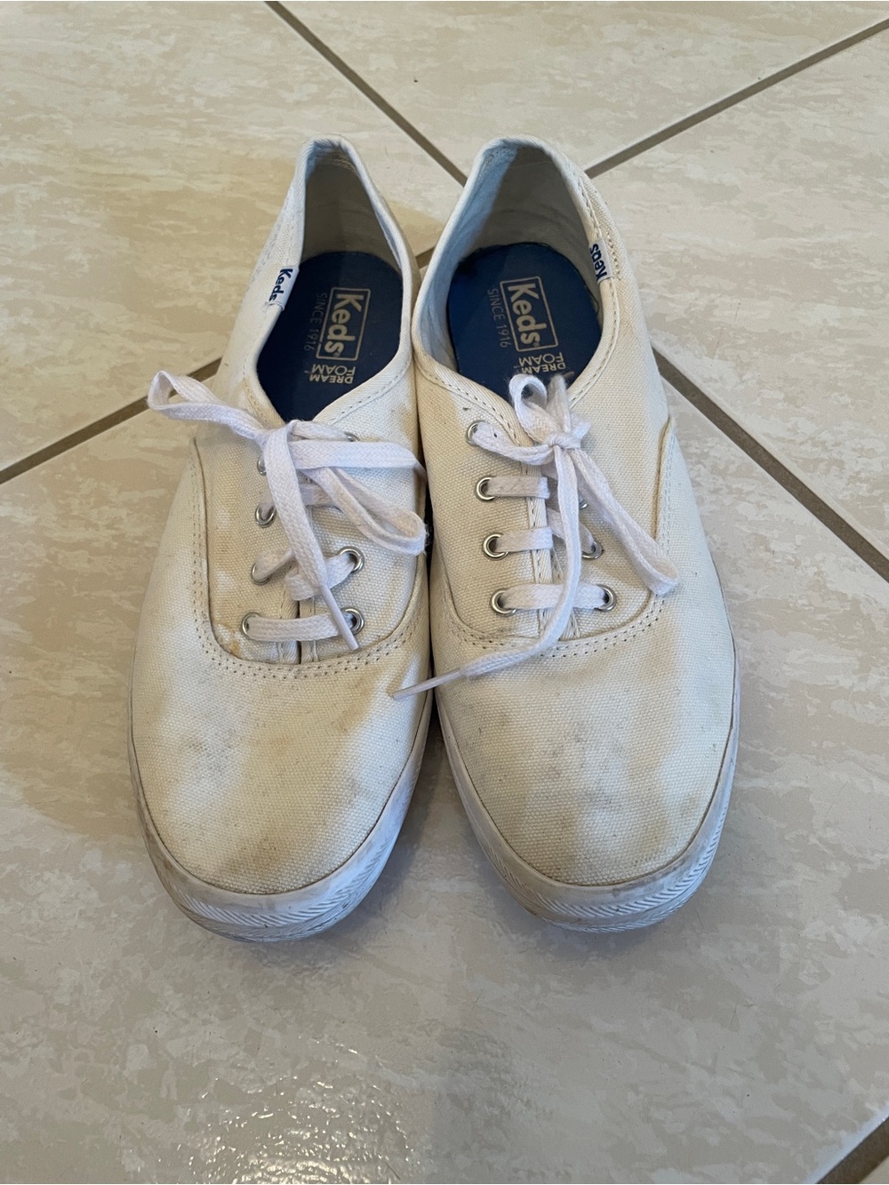 Keds women’s  White Canvas Lace-Up Sneakers